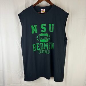 VTG NSU Northeastern State Redmen Soffe Muscle Tee Mens XXL Black Football Shirt